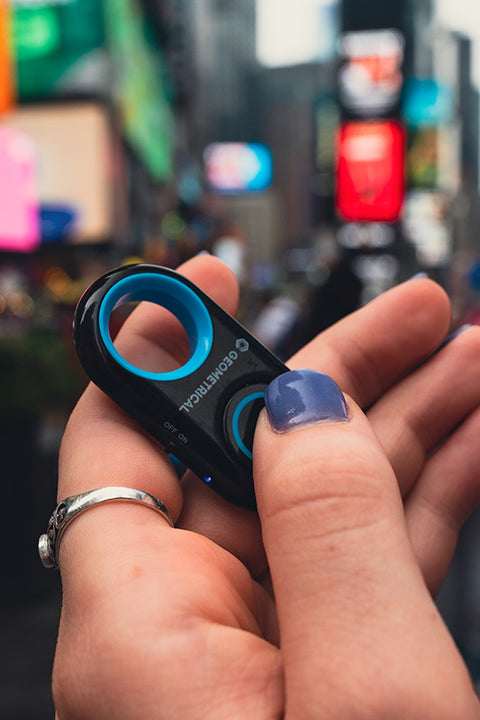 The Bluetooth Shutter remote being triggered in Times Square New York