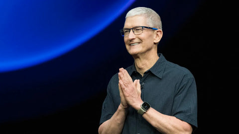 apple ceo tim cook speaking at apple's annual event in california