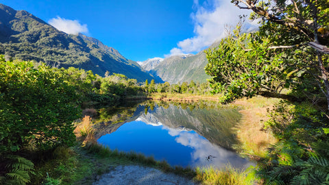 Landscape of Lake Matheson with a reflection in the lake